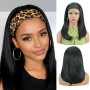BECUS Perruque Bandeau Perruque Femme Naturelle Lisse Noire 14 pouces – Wig Bandeau Synthétique Sans Colle, Droite, Idéale pour 