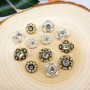 12 pièces de boutons dorés vintage avec strass et perles, boutons floraux en métal à coudre, boutons de cristal élégants pour co