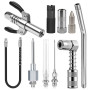 Hutglcfpy Embout Pompe a Graisse 10 Pcs–Coupleur Auto-Verrouillant Double Poignée, Embout à 90°, Flexible 30 CM et Accessoires–C