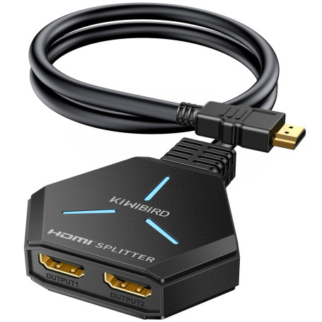 KiWiBiRD Splitter HDMI 2 Sorties simultanées, repartiteur HDMI 1 entrée 2 Sorties, duplicateur HDMI 4K 1440p 1080p HDCP 3D Compa