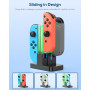 FYOUNG 4 en 1 Chargeur pour Compatible avec Joy Con pour Switch & OLED Model, Station de Charge pour Pro Manettes
