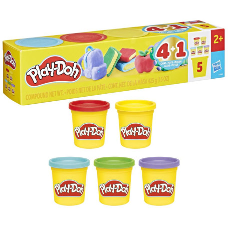Play-Doh, Pack de 5 Pots Retour à l'école, Pots de 85 g de pâte à Modeler, Jouets préscolaires pour Enfants, récompenses, Loisir