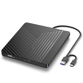 Lecteur DVD CD Externe, USB 3.0 Graveur DVD CD Externe, Ultra-mince Lecteur CD DVD Externe pour PC, Optique Portable CD DVD -/+R