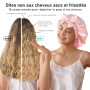 LitBear Bonnet de Nuit en Soie Mûrier pour Femmes, 6A 22 Momme, Grand Cache-Cheveux à Double Couche avec Bande à Nouer, Turban A