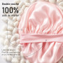 LitBear Bonnet de Nuit en Soie Mûrier pour Femmes, 6A 22 Momme, Grand Cache-Cheveux à Double Couche avec Bande à Nouer, Turban A