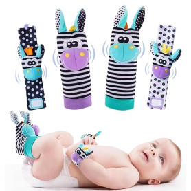 HAGOT Hochet Bebe, Poignet et Chaussettes Hochet, Jouet Bebe 0 3 6 Mois, 0-9 Mois Jouet Nouveau Né Garçon Fille