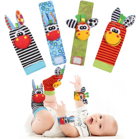 HAGOT Hochet Bebe, Poignet et Chaussettes Hochet, Jouet Bebe 0 3 6 Mois, 0-9 Mois Jouet Nouveau Né Garçon Fille