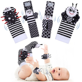 HAGOT Hochet Bebe, Poignet et Chaussettes Hochet, Jouet Bebe 0 3 6 Mois, 0-9 Mois Jouet Nouveau Né Garçon Fille