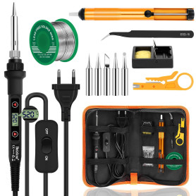Fer à Souder Kit 80W Température Réglable 180-520°C Electronique de Precision avec Interrupteur ON/OFF, 5 Conseils de soudage, P