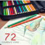 Zenacolor - 72 Crayon de Couleurs Professionnel, avec Trousse de Transport - Set de 72 Couleurs Uniques - Dessin, Esquisse, Colo