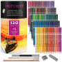 HIFORNY Lot de 125 crayons de couleur pour adultes - 120 crayons de couleur avec extras - Noyau souple - Fournitures d'art pour 