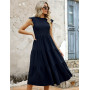 Yuson Girl Robe Longue Femme Ete Robe de Plage Boheme Casual Robe Maxi de Cocktail élégante Robe à Col Rond et à Manches Volanté
