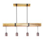GBLY suspension vintage lampe de table à manger en bois rétro avec poutres en bois 80CM, 4 x E27 max. 25 watts, Suspension indus