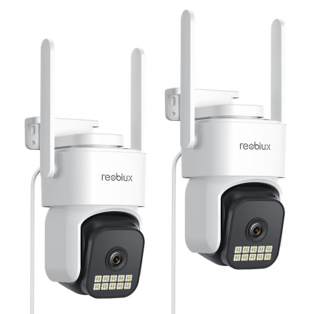 Reobiux 1080P Caméra Surveillance WiFi Extérieure, PTZ Caméra avec 2.4Ghz/5Ghz, Vision Nocturne Couleur, Enregistrement 24/7, Au