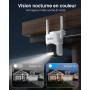 Reobiux 1080P Caméra Surveillance WiFi Extérieure, PTZ Caméra avec 2.4Ghz/5Ghz, Vision Nocturne Couleur, Enregistrement 24/7, Au