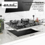 magicplux Plaque de Cuisson Gaz 4 Feux, Plaque Gaz Encastrable 60cm avec Sécurité Thermocouple, Gazs ville et Bouteille, Verre N