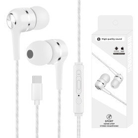 liuchanghe Écouteurs, Écouteurs Filaire avec Microphone, Ecouteur USB C pour Smartphones Android,MP3 etc (Blanc)