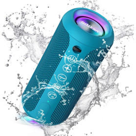 Ortizan Enceinte Bluetooth Portable 5.3, Bass Puissantes, Son 360°, Étanche IPX7, Autonomie 30h, Double Appairage Stéréo, Lumièr