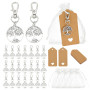 PH PandaHall 24 Sets Porte-clés Arbre de Vie Cadeaux de Fête Sacs Cadeaux en Organza Cadeau de Mariage Porte Clés Arbre Argenté 