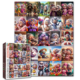 Puzzles de grand-mère pour adultes de 1000 pièces drôle vieille femme sœur art puzzle personnes âgées amitié difficile collage c