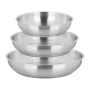Sitram 716942 Lot de 3 Poêles 100% Acier Inoxydable ARPEGE Ø 20,24,28 cm Ext. Miroir - Cuisine saine car SANS Revêtement Anti-ad