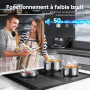 AMZCHEF plaque induction avec deux zones flexibles, plaque de cuisson induction 4 zones avec fonctionnement silencieux (42dB), 9