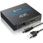 eSynic Splitter HDMI 2 Sorties, 4K/30HZ Répartiteur 1 Entrée 2 Sortie HDMI 1.4 Hdcp Bypass Splitter Duplicateur pour HDTV PS4 Bl