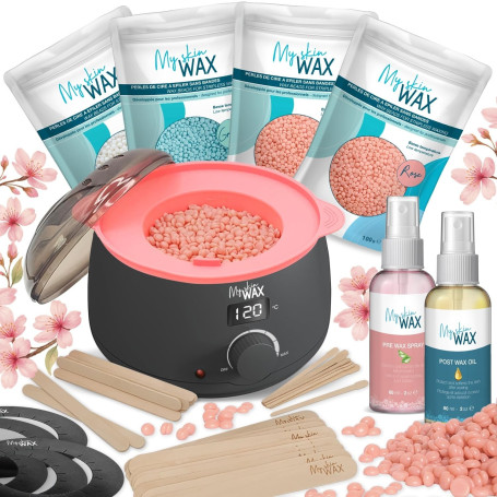 My skin WAX - Chauffe cire épilation professionnel avec bol silicone, appareil à cire chaude numérique: kit cire sans bande, 400