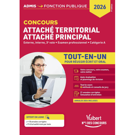 Concours Attaché territorial - Attaché principal - Catégorie A - Tout-en-un: Concours externe, interne, 3e voie et examen profes