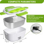 kisidus Gamelle Chauffante Electrique Lunch Box Électrique Chauffante 60W Boîte Repas 220V 12/24V 1,5L Pour Maison Voiture Camio