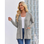 Zeagoo Cardigan long élégant pour femme - Manches longues - Ouvert sur le devant - Cardigan fin - Automne - Avec poches - Décont