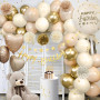 Decoration Anniversaire Fille Femme, Ballons Anniversaire Beige Or avec Banderole Happy Birthday, Ballons en Aluminium Coeur, Po