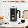 NWOUIIAY Mousseur à Lait Électrique Professionnel 4 en 1 600W Mousse Chaude & Froide Chauffe-Lait 300ml avec Revêtement Antiadhé