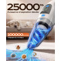 Topipop Aspirateur à Main sans Fil 25000Pa, Batterie 8000mAh & Filtre HEPA Lavable, Mini Aspirateur avec LED, 3 Embouts et Stati