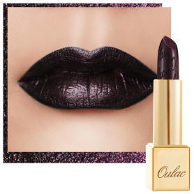 OULAC Rouge à Lèvres Pailleté Métallique, Rouge a Levre Noir Gloss Pailleté, Très Pigmenté & Ultra-hydratant, Halloween Make-up,