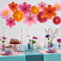 BestoFun Ensemble de 12 Éventails en Papier et Pompons en Papier Rose et Orange, Guirlande Suspendue pour Mariage, Anniversaire,