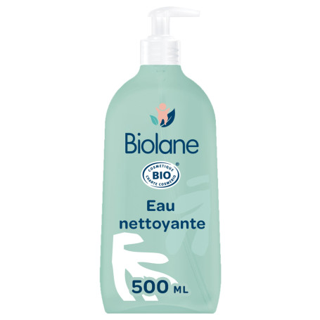 BIOLANE - Eau nettoyante bébé sans rinçage certifié BIO - ECOCERT - Apaise et protège la peau du bébé - 500 ml - Fabriqué en Fra