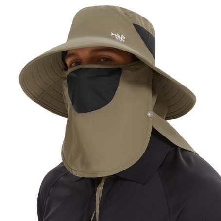 Bassdash Chapeau de Soleil Respirant UPF 50+ avec Couvre-Visage Amovible et Rabat de Cou Chapeau Unisexe à Large Bord résistant 