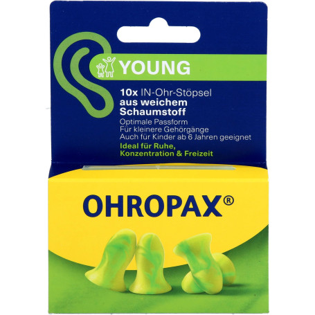 OHROPAX Yound Schaumstoff In-Ohr Stöpsel, 10 pc Bouchons d'oreilles