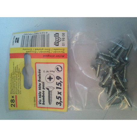 Vis Tôle VYNEX Tête Fraisée Bombée 3.50x15.9 en Acier Zingué