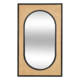 Miroir sur Pied Raquel Noir avec Cannage - H107 cm