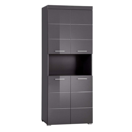 Armoire Haute de Salle de Bain Amanda en Gris Agave Brillant