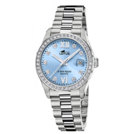 Montre Lotus Élégante en Acier Inoxydable avec Cadran Bleu