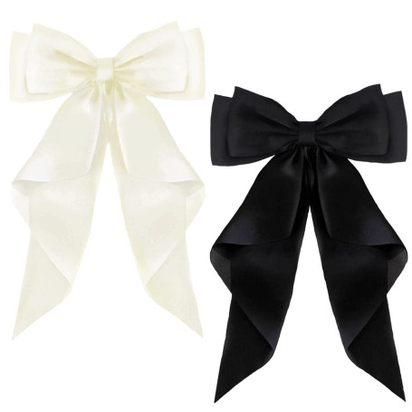 ZEVONDA Grande Pince à Cheveux - Arcs à Cheveux Grand Pinces à Cheveux Big Bow avec Long Satin Soyeux Barrettes à Cheveux pour F