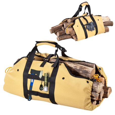 CLESOO Sac de Transport en Toile Cirée pour Bûches - Rangement Durable 2 en 1 avec Poignée