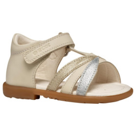 Sandales Geox Garçon Fille B VERRED A en Cuir Pailleté - Lt Ivory/Platinum, Taille 27 EU 47,04 €