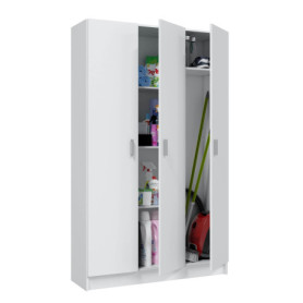 Armoire Multifonctions Habitdesign 3 Portes et 4 Étagères - Blanc Mat