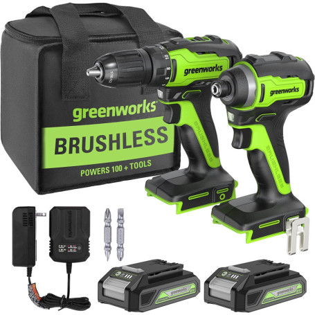 Perceuse et Visseuse à Percussion Greenworks GD24 avec 2 Batteries 24V