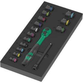Jeu de cliquet Wera Zyklop Comfort 16 pièces avec insert en mousse