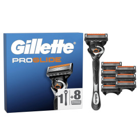 Gillette Rasoir Pour Hommes Proglide Et 8 Recharges, Manche Réutilisable Et Cartouches A 5 Lames, Tête De Rechange Avec Une Band
